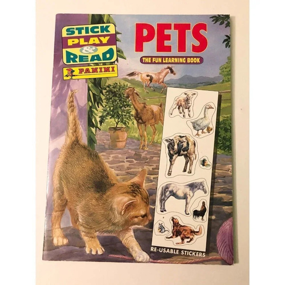 Vintage Stick Play and  Read Pets The Fun Learning Panini Book Animals - Picture 1 of 16